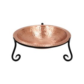 Hammered Solid Copper Birdbath- Short Stand