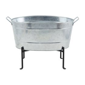 Oval Galvanized Tub with Folding Stand