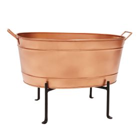 Oval Copper Tub with Folding Stand