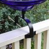 12" Cobalt Blue Crackle Birdbath- Over Rail Bracket