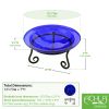 12" Cobalt Blue Crackle Birdbath- Short Stand