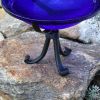 12" Cobalt Blue Crackle Birdbath- Tripod Stand