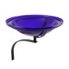 12" Cobalt Blue Crackle Birdbath- Wall Mount Bracket