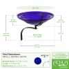 12" Cobalt Blue Crackle Birdbath- Wall Mount Bracket