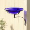 12" Cobalt Blue Crackle Birdbath- Wall Mount Bracket