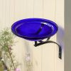 12" Cobalt Blue Crackle Birdbath- Wall Mount Bracket