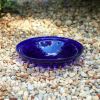 12" Crackle Glass Bowl - Cobalt Blue