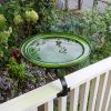 12" Fern Green Crackle Birdbath- Over Rail Bracket