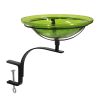 12" Fern Green Crackle Birdbath- Rail Mount Bracket