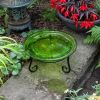 12" Fern Green Crackle Birdbath- Short Stand