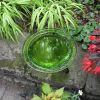 12" Fern Green Crackle Birdbath- Short Stand