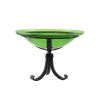 12" Fern Green Crackle Birdbath- Tripod Stand