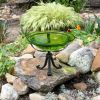 12" Fern Green Crackle Birdbath- Tripod Stand