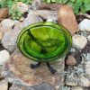 12" Fern Green Crackle Birdbath- Tripod Stand