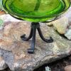 12" Fern Green Crackle Birdbath- Tripod Stand