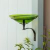 12" Fern Green Crackle Birdbath- Wall Mount Bracket