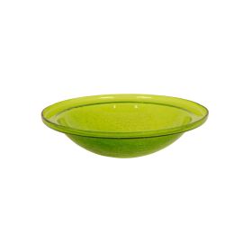 12" Crackle Glass Bowl - Fern Green