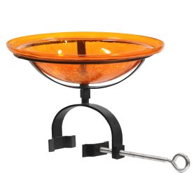 12" Mandarin Crackle Birdbath- Over Rail Bracket