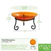 12" Mandarin Crackle Birdbath- Short Stand