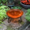 12" Mandarin Crackle Birdbath- Short Stand