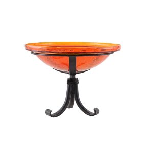 12" Mandarin Crackle Birdbath- Tripod Stand