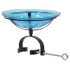 12" Teal Crackle Birdbath- Over Rail Bracket