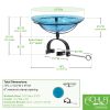 12" Teal Crackle Birdbath- Over Rail Bracket