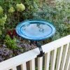 12" Teal Crackle Birdbath- Over Rail Bracket