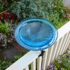 12" Teal Crackle Birdbath- Over Rail Bracket