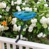 12" Teal Crackle Birdbath- Rail Mount Bracket