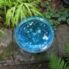 12" Teal Crackle Birdbath- Short Stand