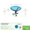 12" Teal Crackle Birdbath- Tripod Stand