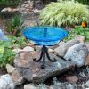 12" Teal Crackle Birdbath- Tripod Stand