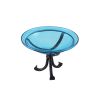 12" Teal Crackle Birdbath- Tripod Stand