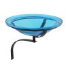 12" Teal Crackle Birdbath- Wall Mount Bracket