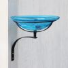 12" Teal Crackle Birdbath- Wall Mount Bracket