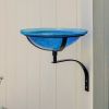 12" Teal Crackle Birdbath- Wall Mount Bracket