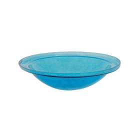 12" Crackle Glass Bowl - Teal