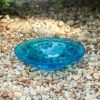 12" Crackle Glass Bowl - Teal