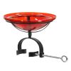 12" Red Crackle Birdbath- Over Rail Bracket