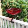 12" Red Crackle Birdbath- Over Rail Bracket