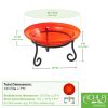 12" Red Crackle Birdbath- Short Stand