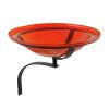 12" Red Crackle Birdbath- Wall Mount Bracket