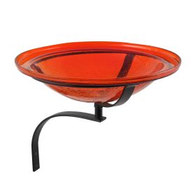 12" Red Crackle Birdbath- Wall Mount Bracket