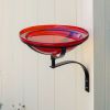 12" Red Crackle Birdbath- Wall Mount Bracket