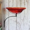 12" Red Crackle Birdbath- Wall Mount Bracket