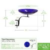 14" Cobalt Blue Crackle Birdbath- Rail Mount Bracket