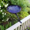 14" Cobalt Blue Crackle Birdbath- Rail Mount Bracket