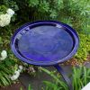 14" Cobalt Blue Crackle Birdbath- Rail Mount Bracket