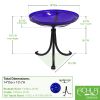 14" Cobalt Blue Crackle Birdbath- Tripod Stand